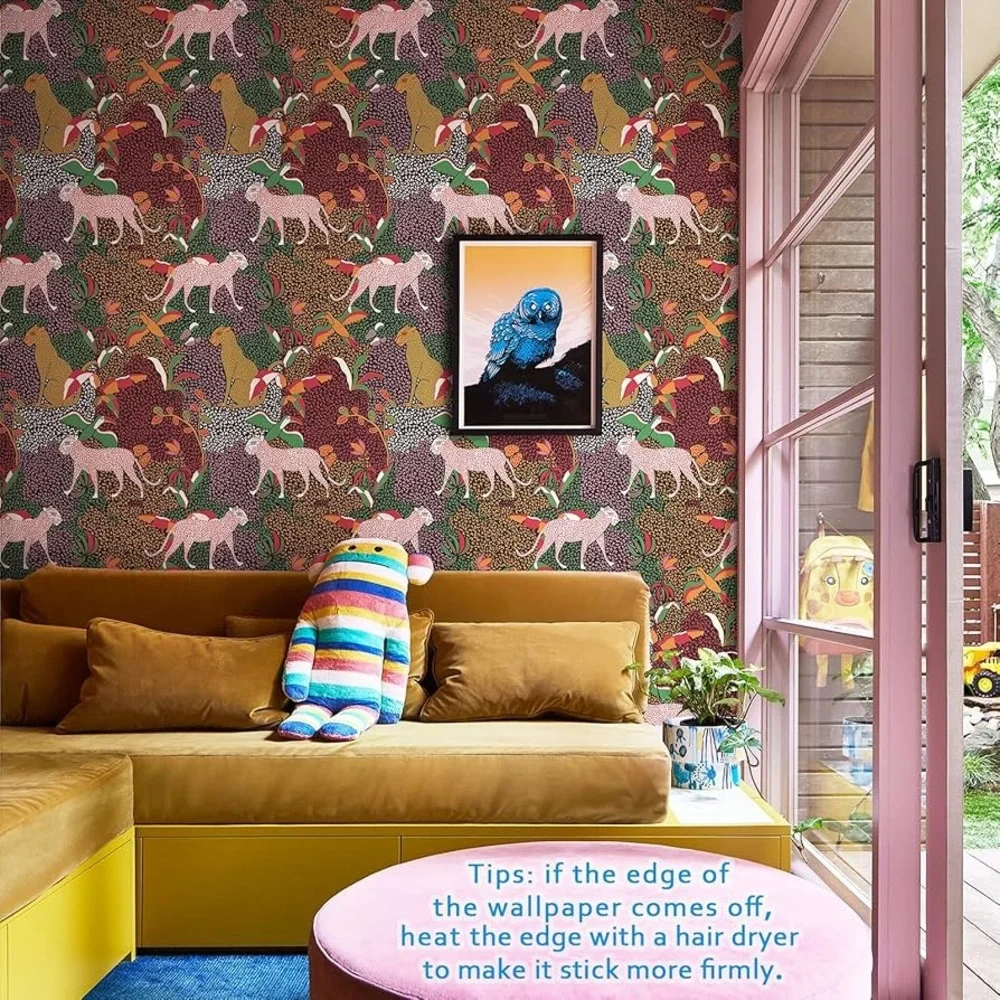 🆕 Colorful Leopard Animal Print Peel-N-Sticky Wallpaper Roll